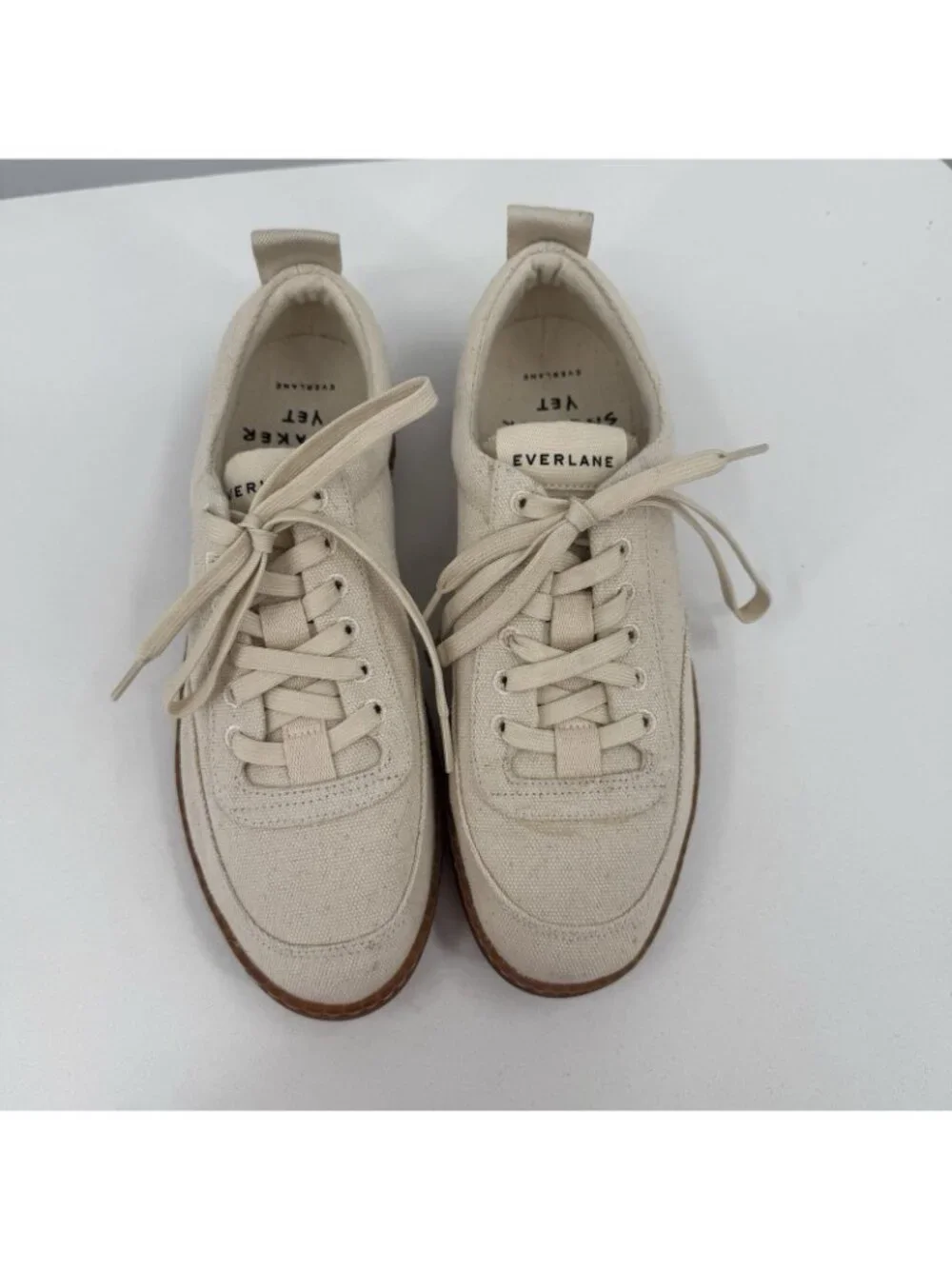 Everlane Tread Bare Sneaker size 10 Women's in Canvas Natural Lace-up Shoes